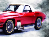 1963 red Chevrolet Corvette Classic Vintage Retro Car Oldtimer Painting Art - Lala's Art